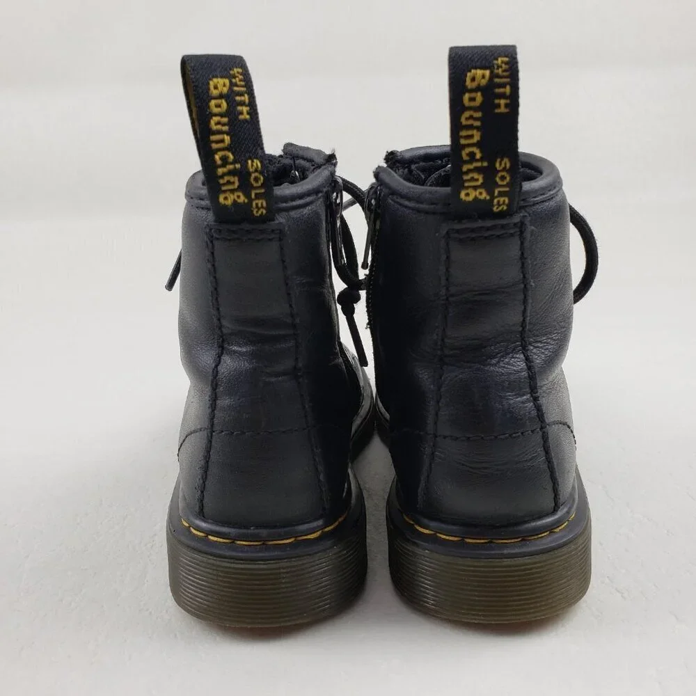 Dr Martens 1460 Softy T Boot Kids 12 Black Leather Side Zip Combat Grunge Junior